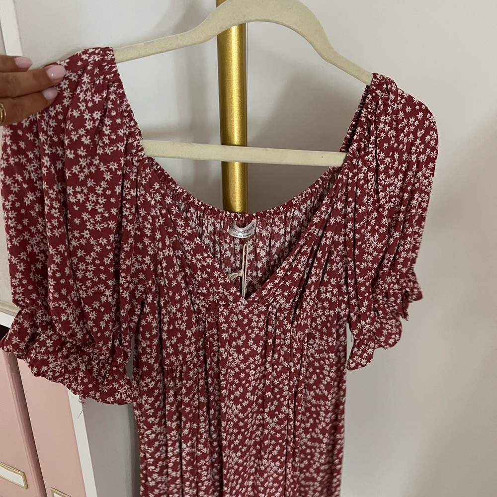 Rust Floral Mini Dress - Picture 3 of 5